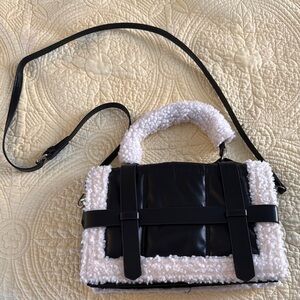 Black and White furry cross body bag